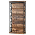 6 Tier Industrial Brown & Bookshelf With X Pattern Design - Rustic Brown